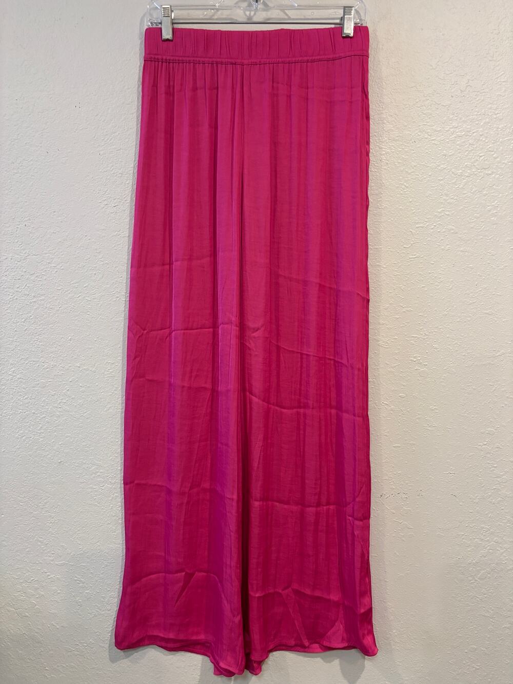 Rachel Zoe Wide Leg Pink Satin Pants Womens Size Small Elastic Waist Flowy